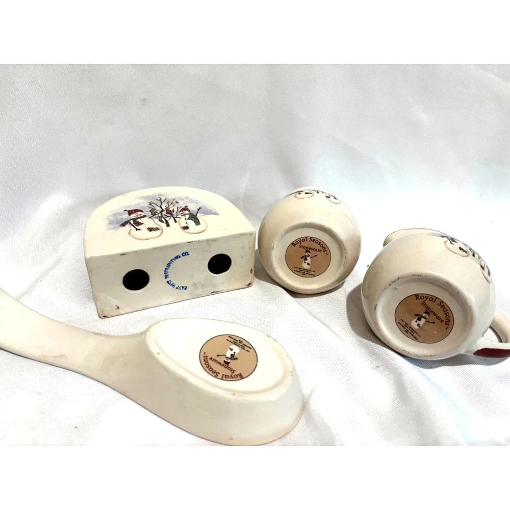 Royal Seasons Napkin spoon sugar‎ creamer Holiday collector stoneware set x-mas
